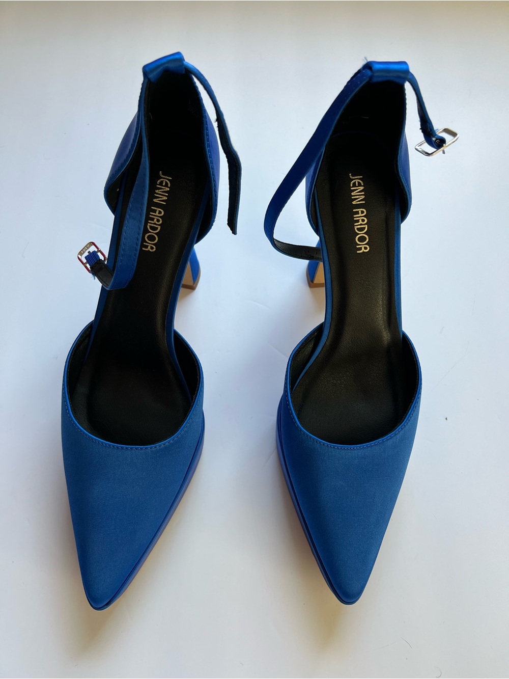Jenn Ardor Royal Blue Pointed-Toe Ankle-Strap Heels